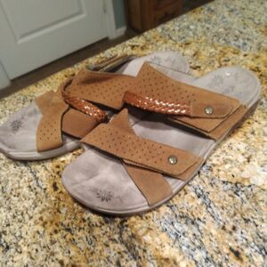 Therafit F90704B Women’s Cognac Rachel Adjustable Slide Sandals US 9.5-10 EU 40